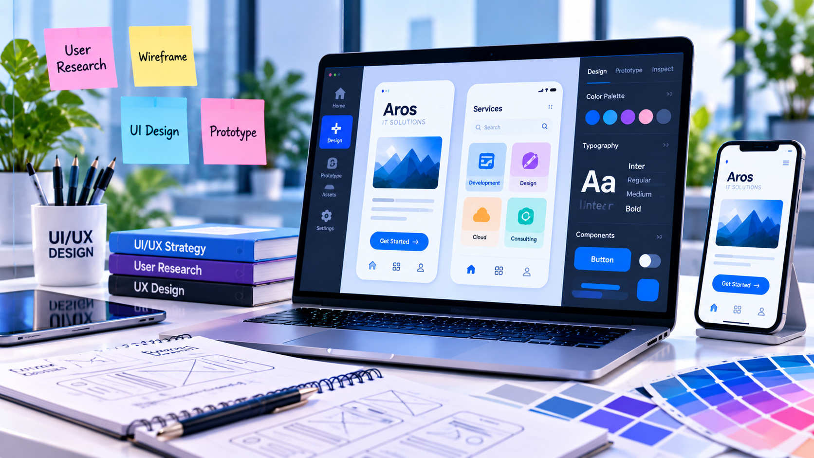 UI and UX design workspace